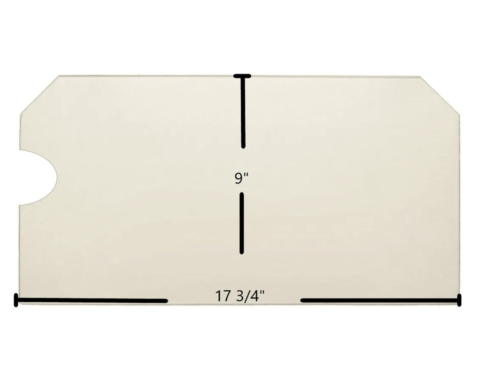 Country Performer C210 / CS210 & Striker C160 / CA160 / S160 / SA160 Ceramic Glass Panel – 17 3/4" x 9" with Notch (Part #H3016) - Total Hearth