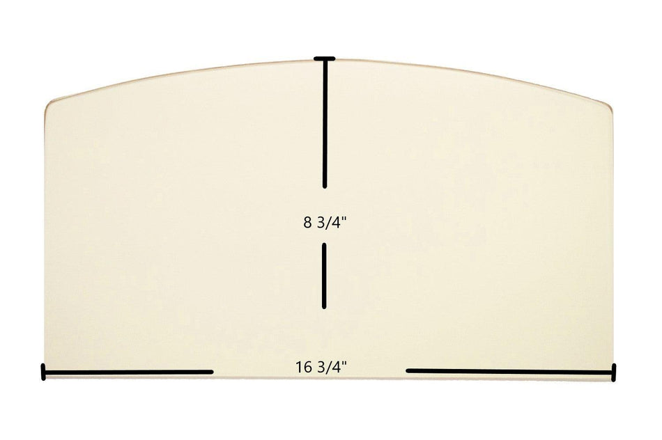 Drolet Archtop Ceramic Glass Panel – 16 3/4" x 8 3/4" Replacement for Blackcomb, Celtic, Adirondack, Blackwood, Columbia, Eastwood 1500, Eldorado, Savannah, SGS Units (SE08537-10) - Total Hearth