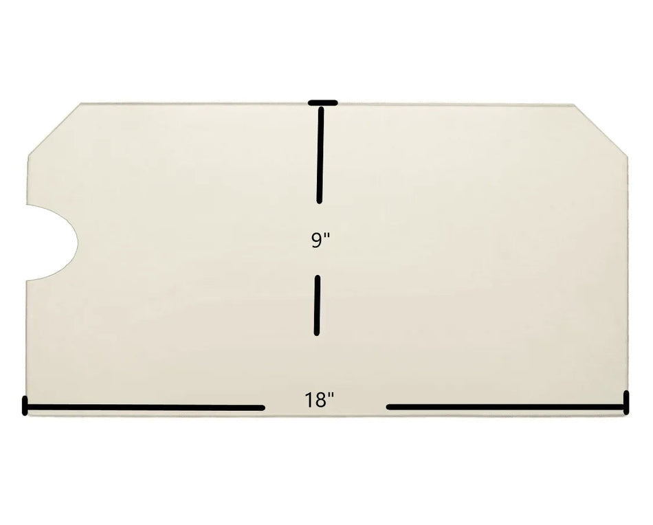 Country Performer C50 Ceramic Glass Panel – 18" x 9" with Rounded Notch (Part #1991-94) - Total Hearth